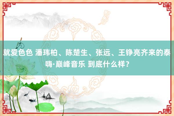就爱色色 潘玮柏、陈楚生、张远、王铮亮齐来的泰嗨·巅峰音乐 到底什么样?