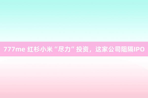 777me 红杉小米“尽力”投资,这家公司阻隔IPO