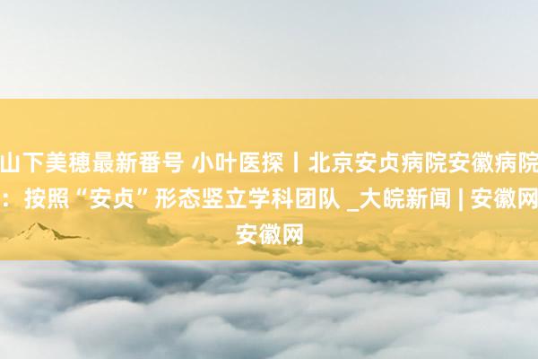山下美穂最新番号 小叶医探丨北京安贞病院安徽病院:按照“安贞”形态竖立学科团队 _大皖新闻 | 安徽网