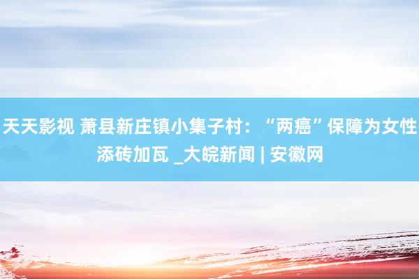 天天影视 萧县新庄镇小集子村:“两癌”保障为女性添砖加瓦 _大皖新闻 | 安徽网