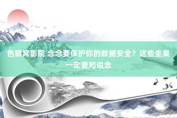 色狼窝影院 念念要保护你的数据安全?这些圭臬一定要知说念