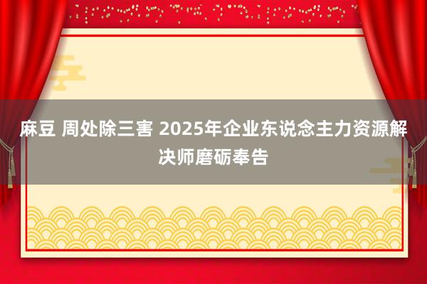 麻豆 周处除三害 2025年企业东说念主力资源解决师磨砺奉告