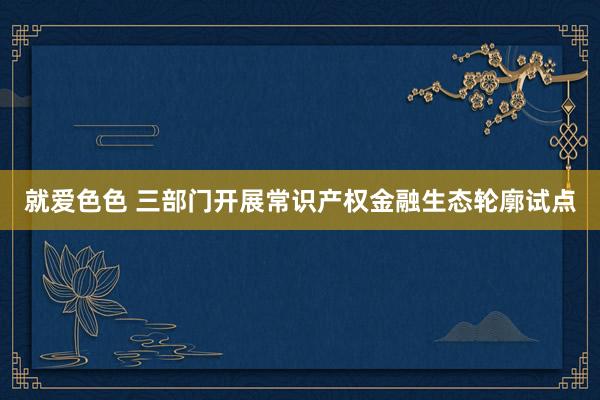 就爱色色 三部门开展常识产权金融生态轮廓试点