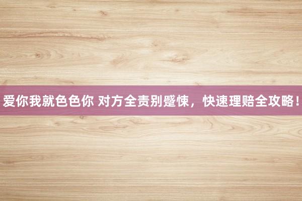 爱你我就色色你 对方全责别蹙悚，快速理赔全攻略！