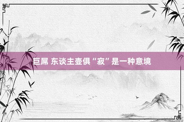 巨屌 东谈主壶俱“寂”是一种意境